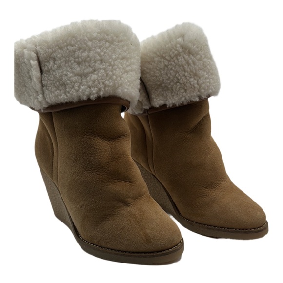Isabel Marant Sz 8 Totam Shearling Wedge Boots - Picture 1 of 10